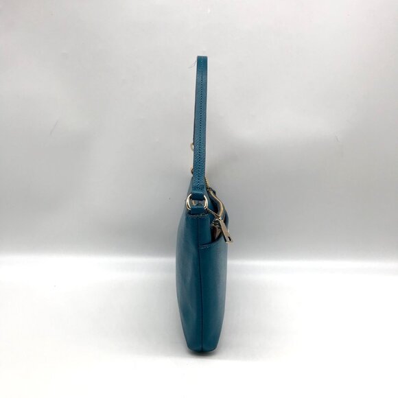 Coach Teal Crossgrain Leather Pop Pouch - Picture 3 of 10